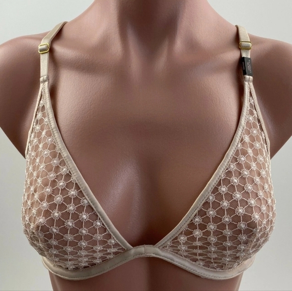 Victorias Secret LUXE Starburst Plunge Bra Champagne Embroidered 3DDD - Picture 8 of 9